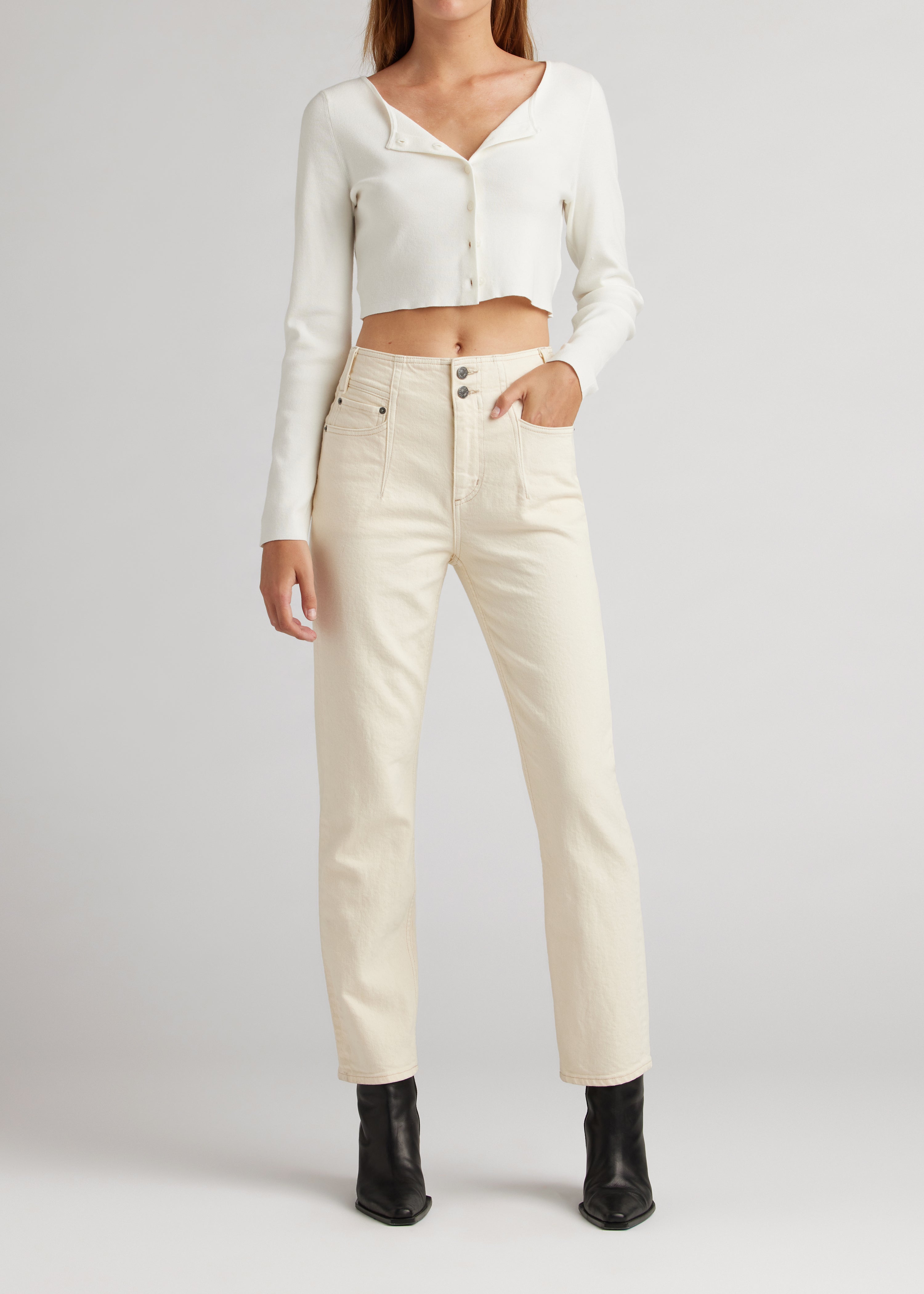 Frankie High Rise Relaxed Jean in alabaster